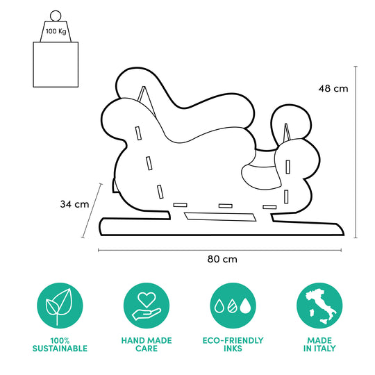 Slitta Natalizia Ecologica - Slitta di Babbo Natale Sostenibile e Decorativa