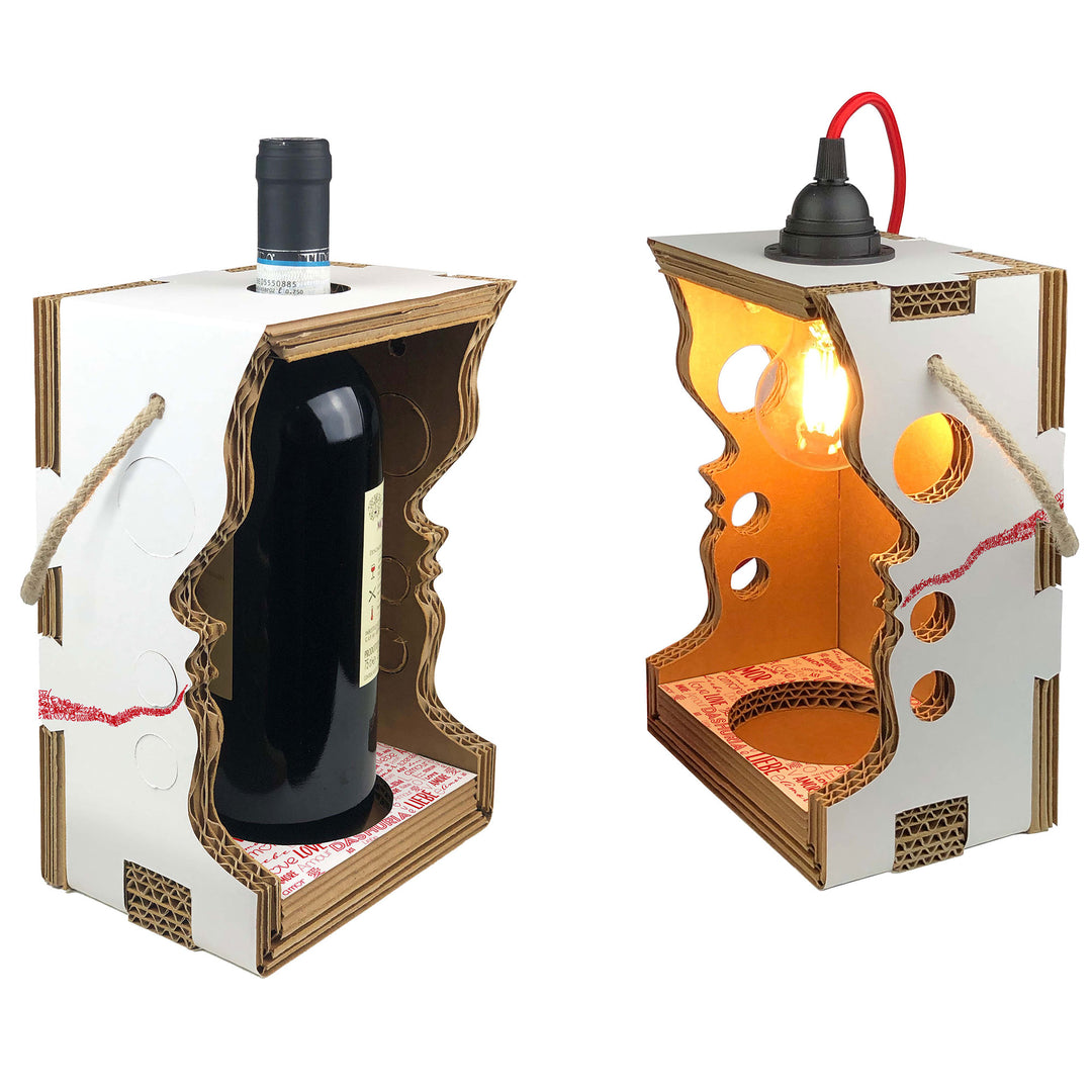 The bottle holder that becomes a Wine Lover design lampshade