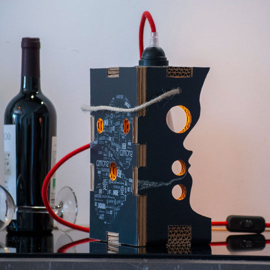 The bottle holder that becomes a Wine Lover design lampshade